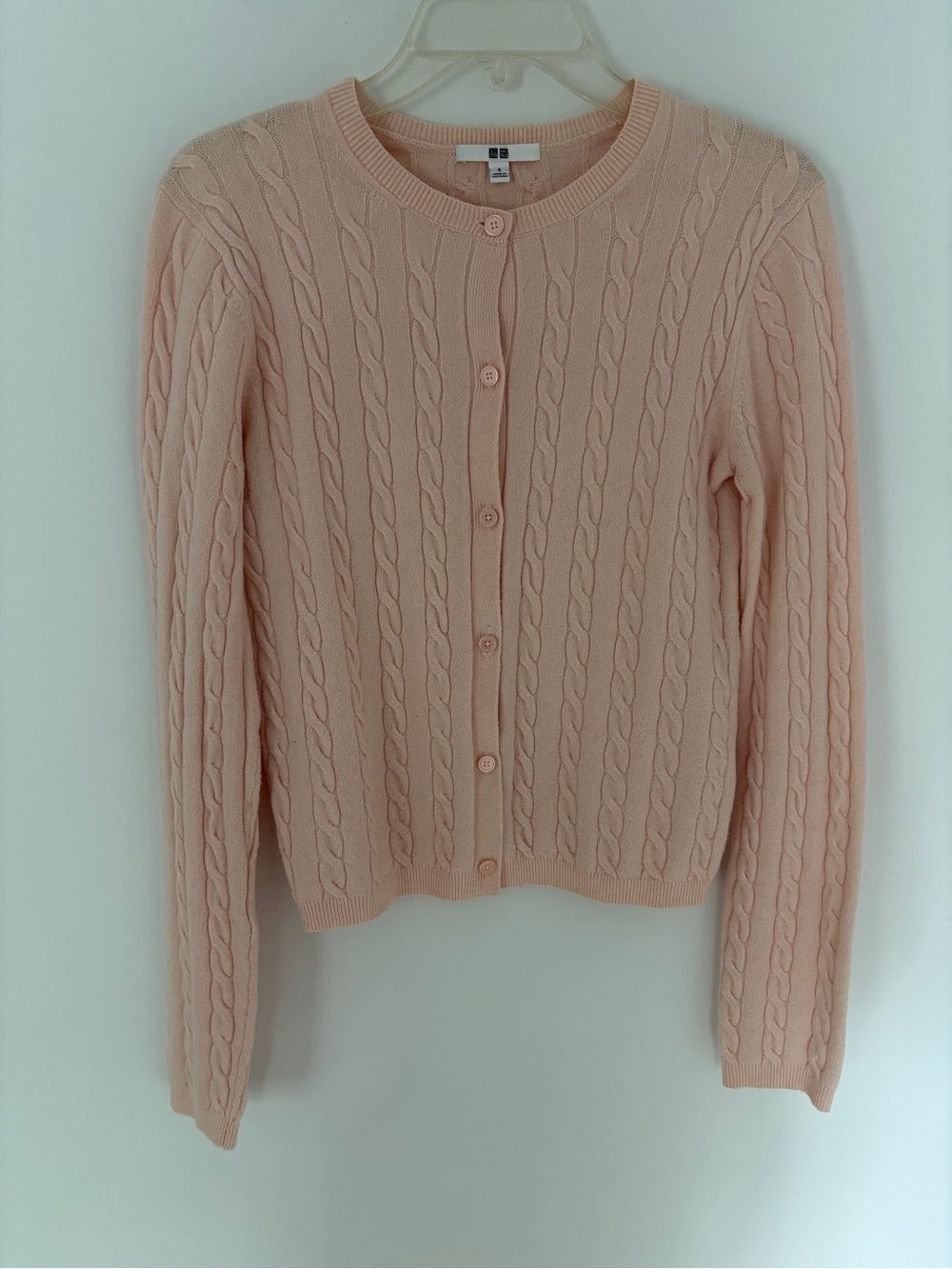 Uniqlo Light Pink Cable-Knit Button Cardigan